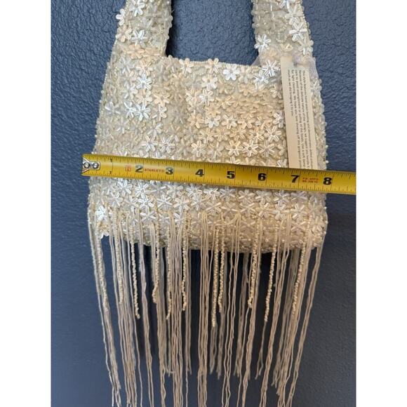 Viral 🔥 Handcrafted in India Floral Fully Beaded Handbag~Fringes Boho NWT - Picture 4 of 7